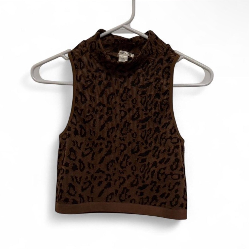 Brown Leopard Print Sleeveless Top